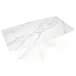Tavolo allungabile 160/200cm moderno effetto marmo bianco Lucinda
