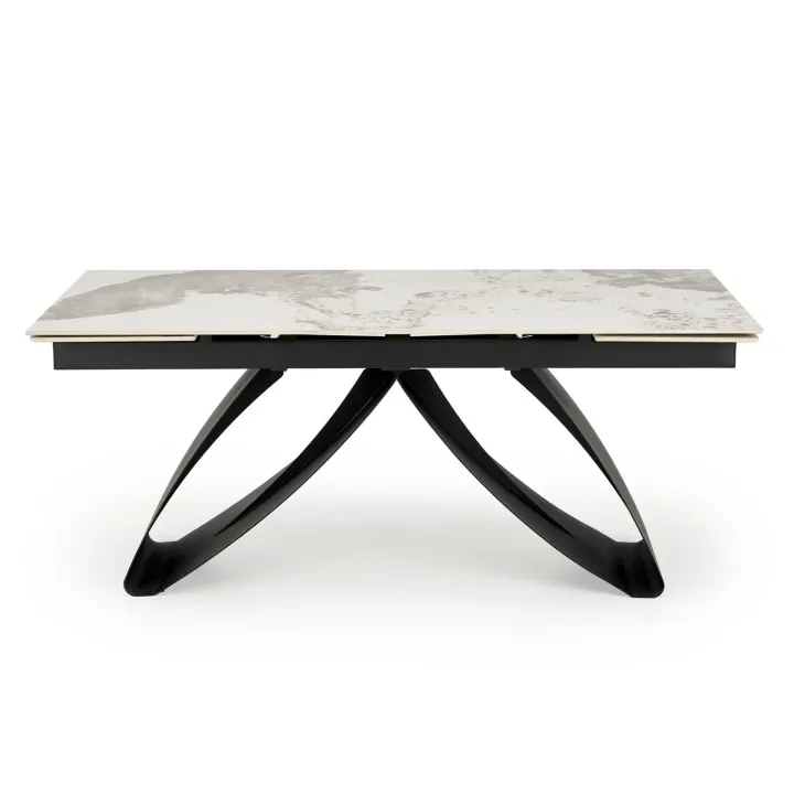 Tavolo allungabile 180/260cm moderno effetto marmo bianco lucido nero Novellino