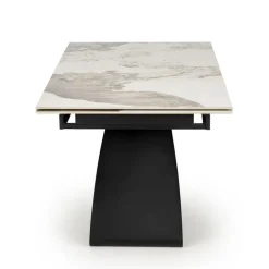Tavolo allungabile 180/260cm moderno effetto marmo bianco lucido nero Novellino