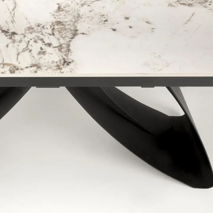 Tavolo allungabile 180/260cm moderno effetto marmo bianco lucido nero Novellino