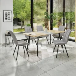 Tavolo allungabile 120/160 cm moderno rovere sonoma grigio nero Odran