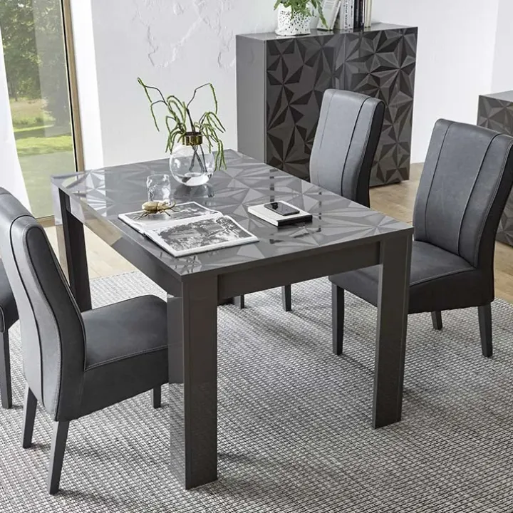 Tavolo allungabile 137/185cm moderno grigio con serigrafia Marvis