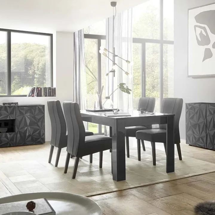Tavolo allungabile 137/185cm moderno grigio con serigrafia Marvis