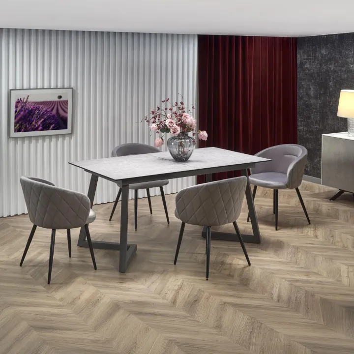 Tavolo allungabile 160/210cm moderno vetro acciaio grigio Jennifer