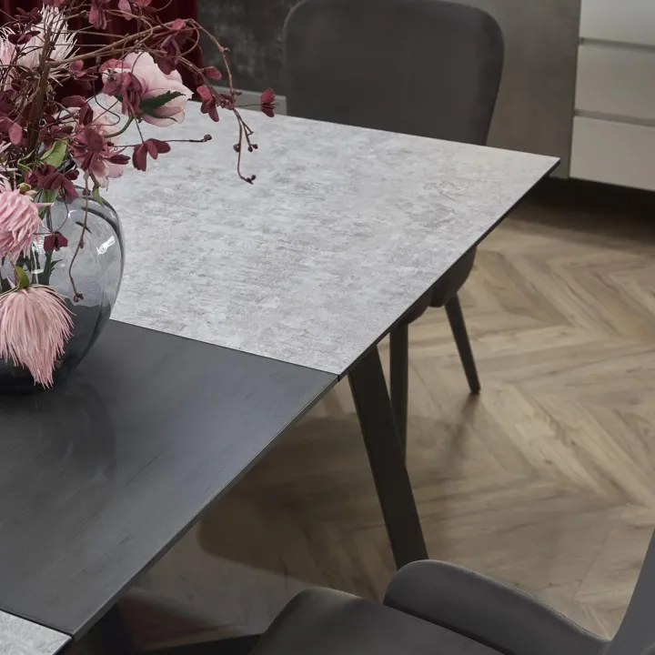 Tavolo allungabile 160/210cm moderno vetro acciaio grigio Jennifer