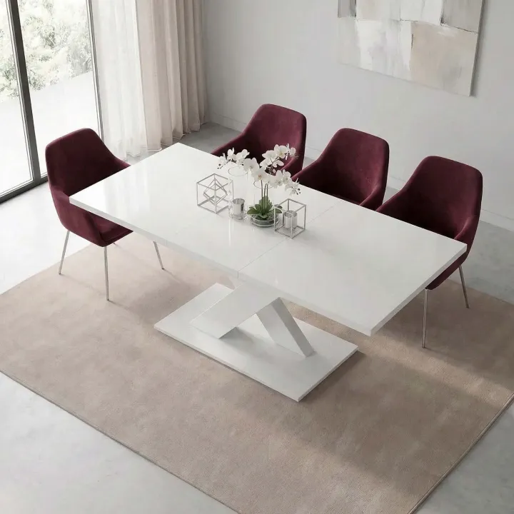 Tavolo allungabile 140/180cm rettangolare bianco lucido Ivonne