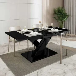 Tavolo allungabile 140/180cm rettangolare nero lucido Ivonne