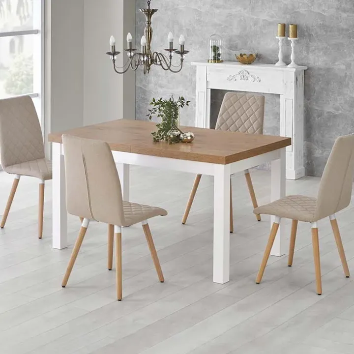 Tavolo allungabile 140/220cm rettangolare rovere nodato bianco Ace