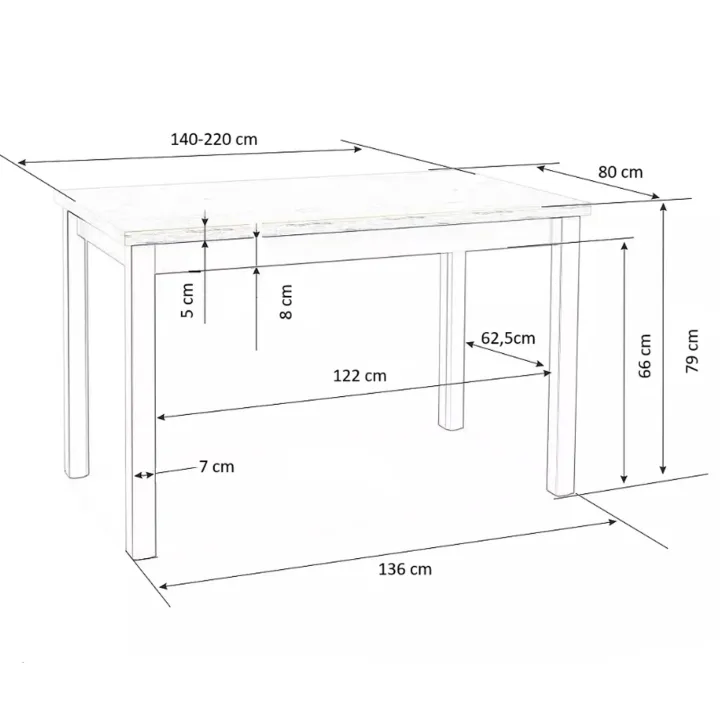 Tavolo allungabile 140/220cm rettangolare rovere nodato bianco Ace