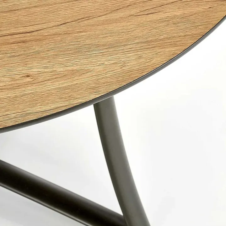 Tavolo allungabile 118/148cm rotondo rovere antracite nero Ortensia Gihome®