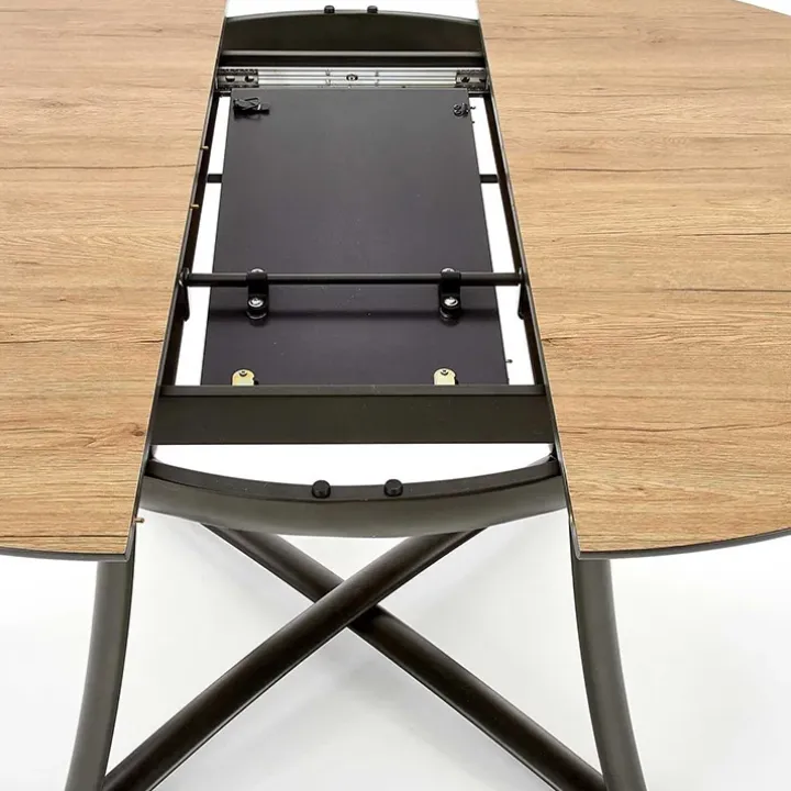 Tavolo allungabile 118/148cm rotondo rovere antracite nero Ortensia Gihome®