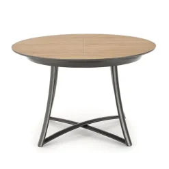 Tavolo allungabile 118/148cm rotondo rovere antracite nero Ortensia Gihome®
