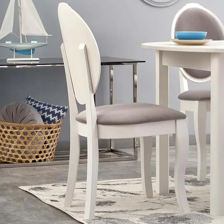 Tavolo allungabile 102/142cm rotondo da pranzo moderno bianco Lucci