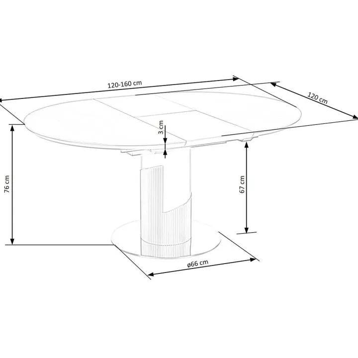 Tavolo allungabile 120/160cm rotondo marmo grigio oro Ticino