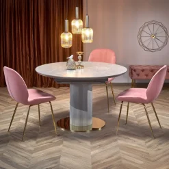 Tavolo allungabile 120/160cm rotondo marmo grigio oro Ticino