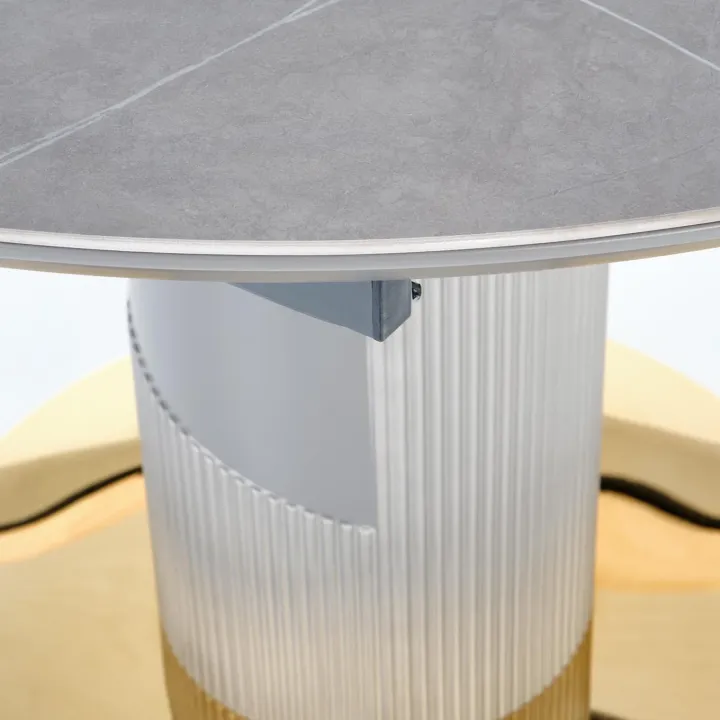 Tavolo allungabile 120/160cm rotondo marmo grigio oro Ticino