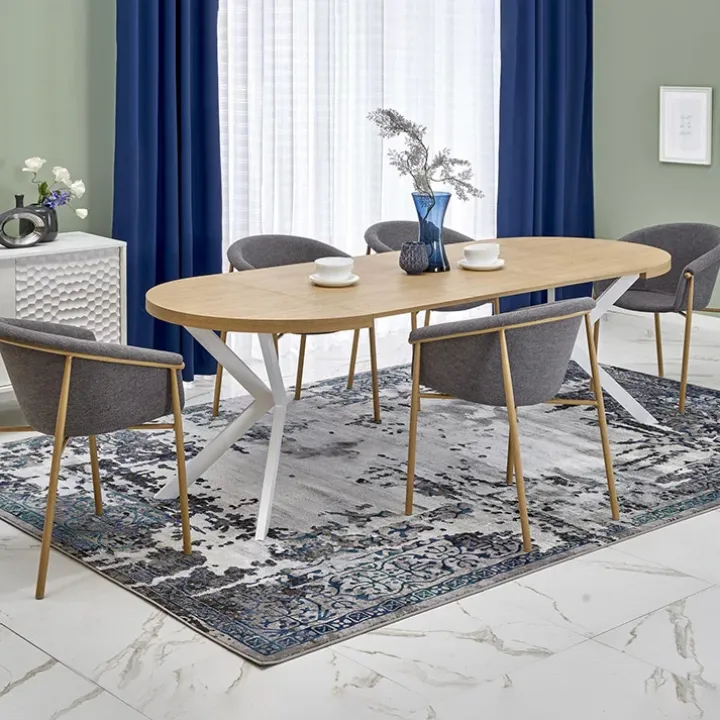 Tavolo allungabile 100/250cm rotondo rovere dorato bianco Agri