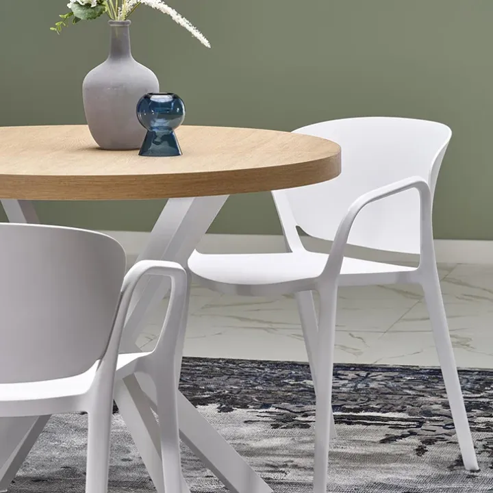 Tavolo allungabile 100/250cm rotondo rovere dorato bianco Agri