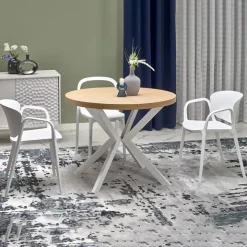 Tavolo allungabile 100/250cm rotondo rovere dorato bianco Agri