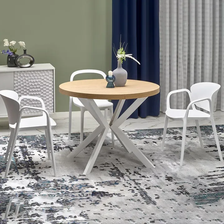 Tavolo allungabile 100/250cm rotondo rovere dorato bianco Agri