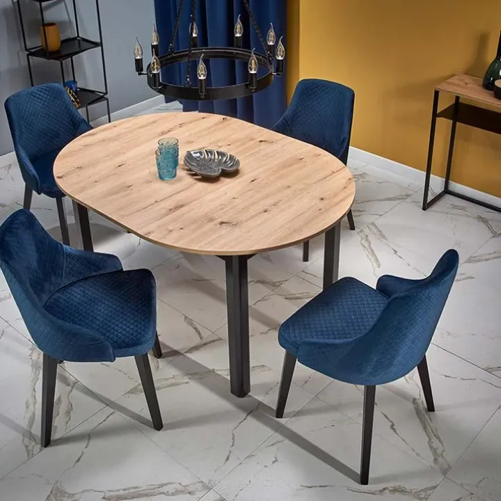 Tavolo allungabile 102/142cm rotondo moderno rovere nero Lucci