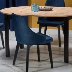 Tavolo allungabile 102/142cm rotondo moderno rovere nero Lucci