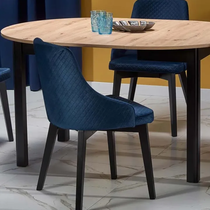 Tavolo allungabile 102/142cm rotondo moderno rovere nero Lucci
