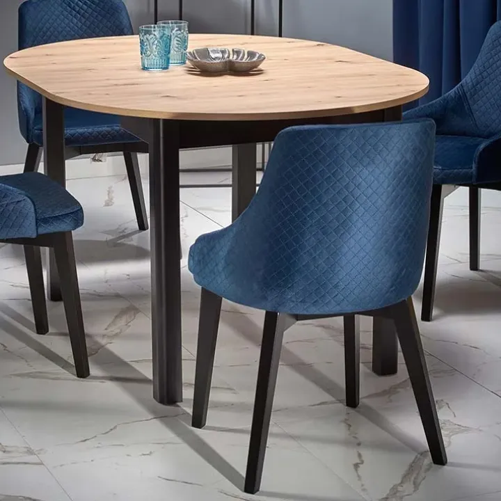 Tavolo allungabile 102/142cm rotondo moderno rovere nero Lucci