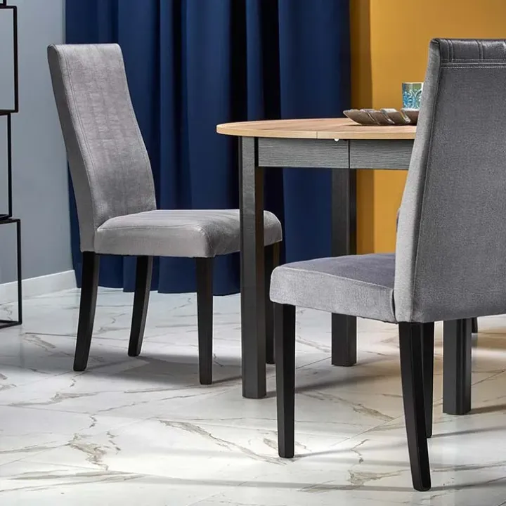 Tavolo allungabile 102/142cm rotondo moderno rovere nero Lucci