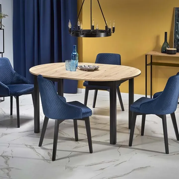 Tavolo allungabile 102/142cm rotondo moderno rovere nero Lucci