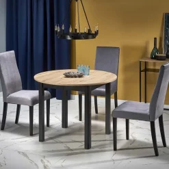 Tavolo allungabile 102/142cm rotondo moderno rovere nero Lucci