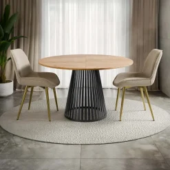 Tavolo allungabile 120/196cm rotondo rovere nero Elisera