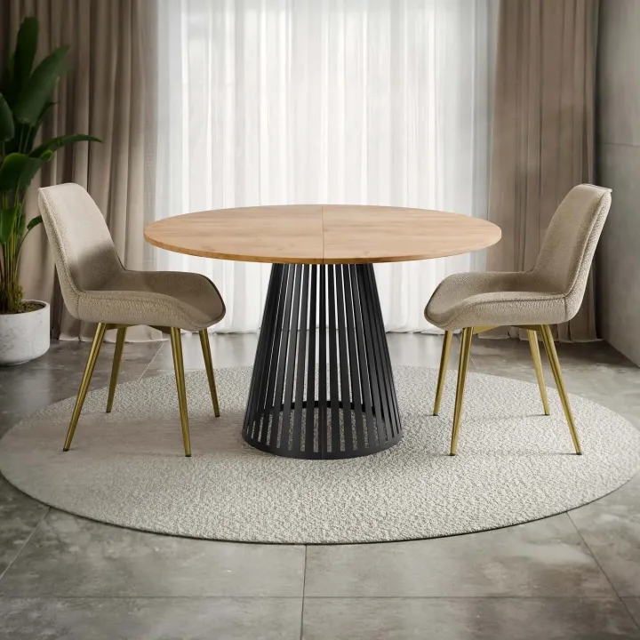 Tavolo allungabile 120/196cm rotondo rovere nero Elisera