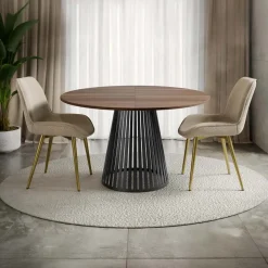 Tavolo allungabile 120/196cm rotondo rovere scuro nero Elisera