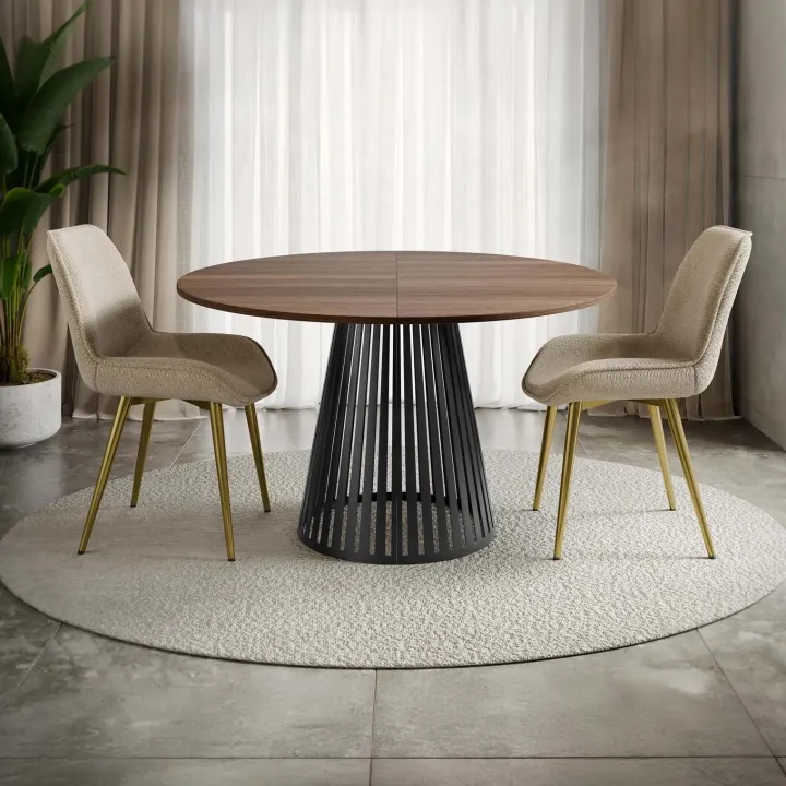 Tavolo allungabile 120/196cm rotondo rovere scuro nero Elisera