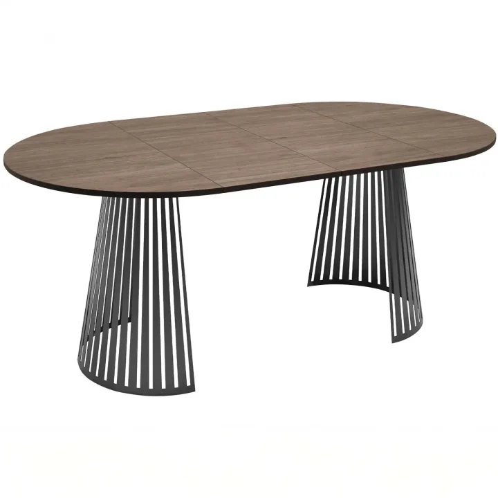 Tavolo allungabile 120/196cm rotondo rovere scuro nero Elisera