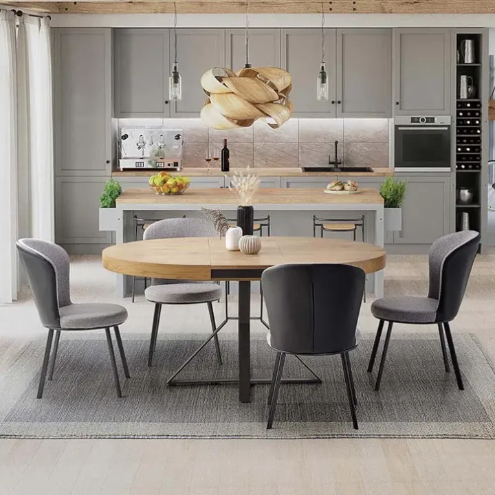 Tavolo allungabile 120/160cm rovere dorato nero Mason