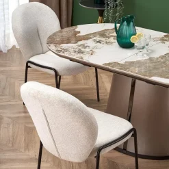 Tavolo allungabile da pranzo 160/200cm marmo bianco beige Iolanda