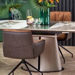 Tavolo allungabile da pranzo 160/200cm marmo bianco beige Iolanda