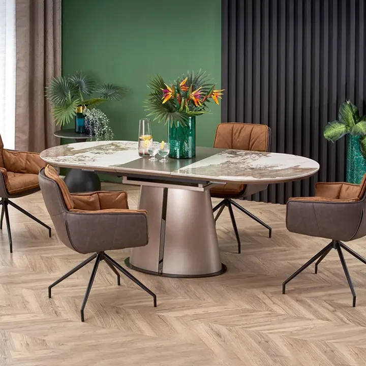 Tavolo allungabile da pranzo 160/200cm marmo bianco beige Iolanda