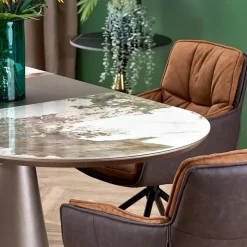 Tavolo allungabile da pranzo 160/200cm marmo bianco beige Iolanda
