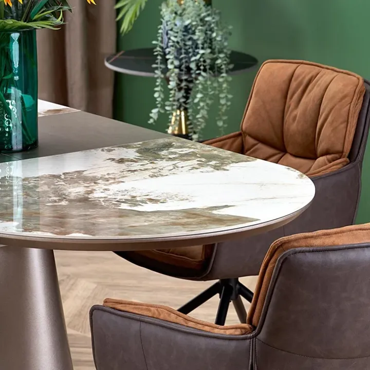 Tavolo allungabile da pranzo 160/200cm marmo bianco beige Iolanda
