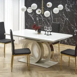 Tavolo allungabile moderno 160/200cm bianco oro Malvasia