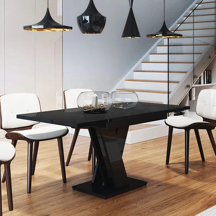 Tavolo allungabile moderno 120/160cm nero lucido Coroline