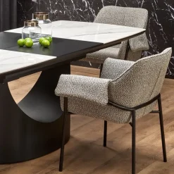 Tavolo allungabile moderno 160/220cm marmo bianco nero Isaia