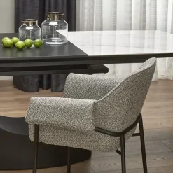 Tavolo allungabile moderno 160/220cm marmo bianco nero Isaia