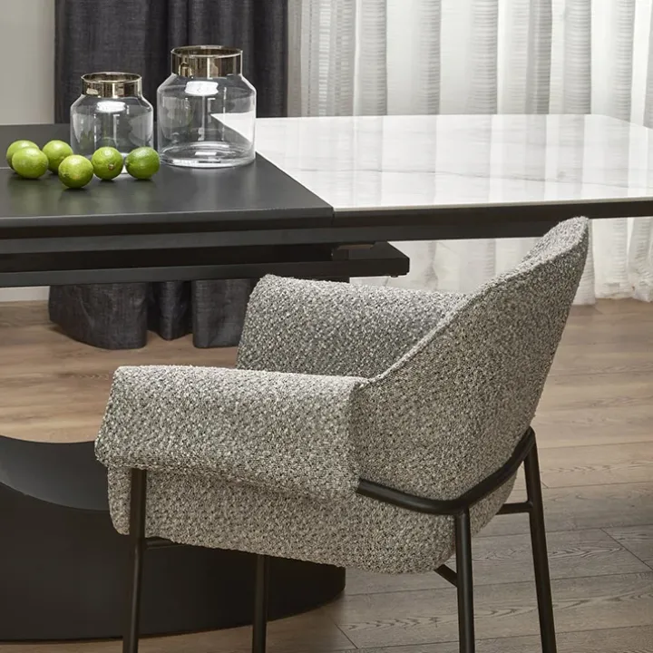 Tavolo allungabile moderno 160/220cm marmo bianco nero Isaia