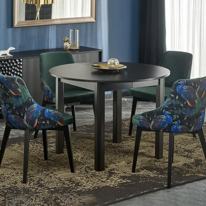 Tavolo allungabile rotondo 102/142cm moderno nero Caienna