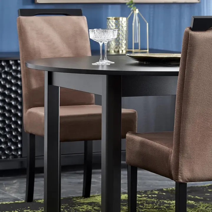 Tavolo allungabile rotondo 102/142cm moderno nero Caienna