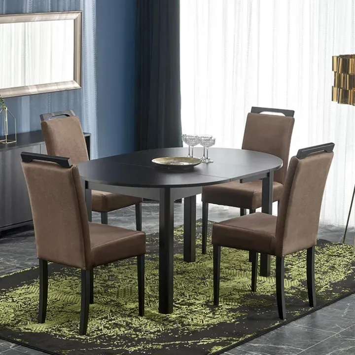 Tavolo allungabile rotondo 102/142cm moderno nero Caienna